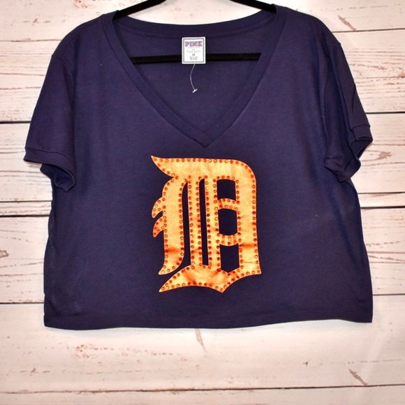 VS Pink Detroit Tigers Crop Top Size M ⚾️🐅 NWOT - Picture 1 of 5